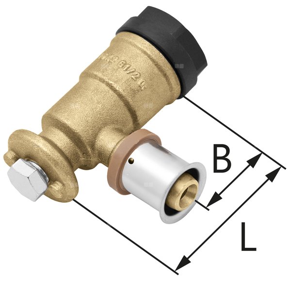 Kolano ścienne mosiężne GW ultraPRESS - 16 Rp1/2" L = 52.5 mm