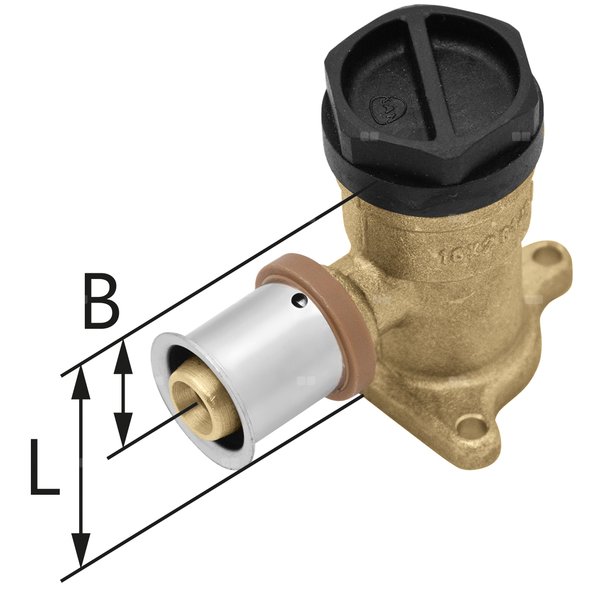 Kolano ścienne mosiężne z uszami GW ultraPRESS - 16 Rp1/2" L = 41 mm