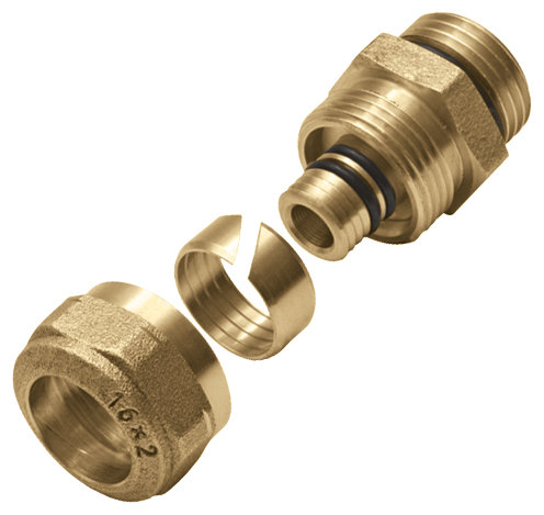 Złączka mosiężna skręcana GZ do rur PERTAL - 16x2 G1/2"