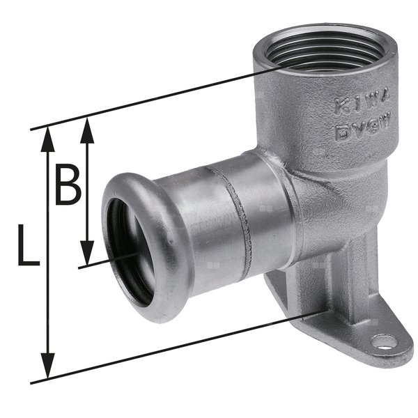 Kolano ścienne z uszami GW Inox - 22 Rp3/4" L = 64 mm