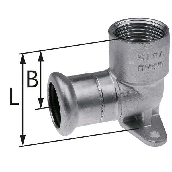 Kolano ścienne z uszami GW Inox - 15 Rp1/2" L = 41 mm