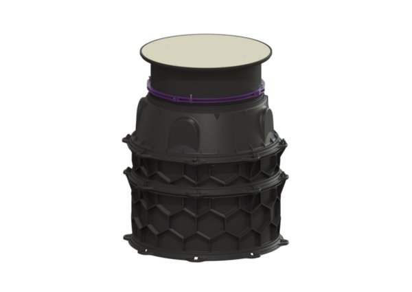Studzienka techniczna do zabudowy w ziemi z włazem LW 800 z nasada i pokrywą okrągłą ze stali nierdzew. kl. K3 T: 1125-1374mm