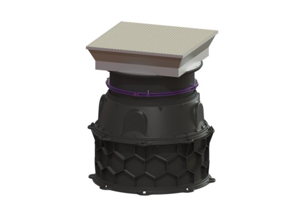 Studzienka techniczna do zabudowy w ziemi z włazem LW 800 z nasada i pokrywą kwadratową ze stali nierdzew. kl. D T: 1120-1369mm
