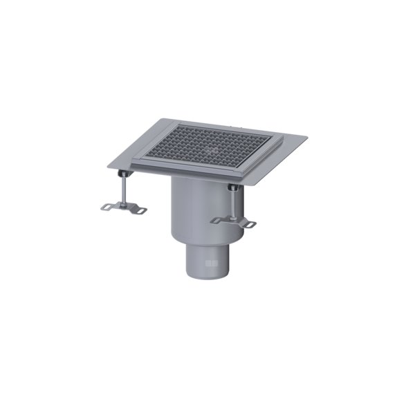 Wpust Ferrofix 185, odpływ pionowy, 300x300, ruszt kratowy M125, kołnierz 6mm do uszczelnień płynnych