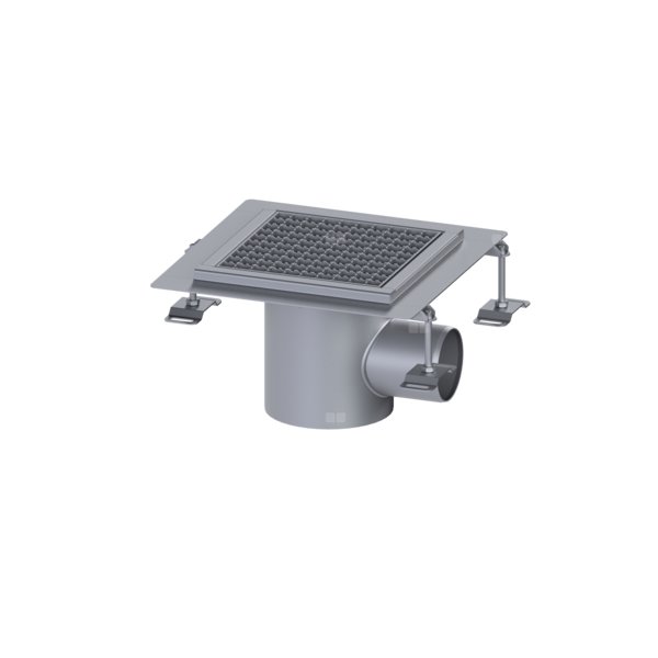Wpust Ferrofix 185, odpływ boczny, 300x300, ruszt kratowy M125, kołnierz 15mm do uszczelnień płynnych