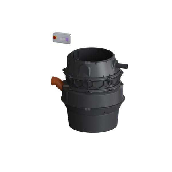 Moduł techniczny przepompowni Aqualift F XL Duo z szafką Comfort 1500-S1 400V ze zgrzewanym pierścieniem studzienki i stożkiem LW 800
