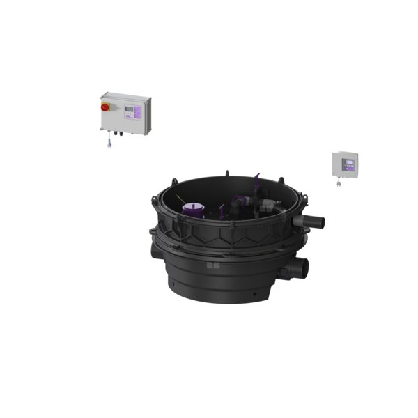 Moduł techniczny Ecolift XL Mono 230V SPF1400-S3 z automatycznymi klapami zwrotnymi do ścieków czarnych do swob. ustawienia lub połączenia ze studz.