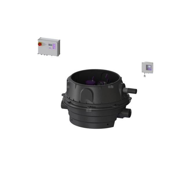 Moduł techniczny Ecolift XL Duo 400V SPF4500-S1 z automatycznymi klapami zwrotnymi do ścieków czarnych do zabudowy w ziemi lub płycie betonowej