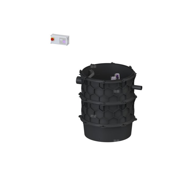 Moduł techniczny przepompowni Aquapump XL Duo, z szafką Comfort z pompą GTK 3700-S1, poj. użytk. 340 l