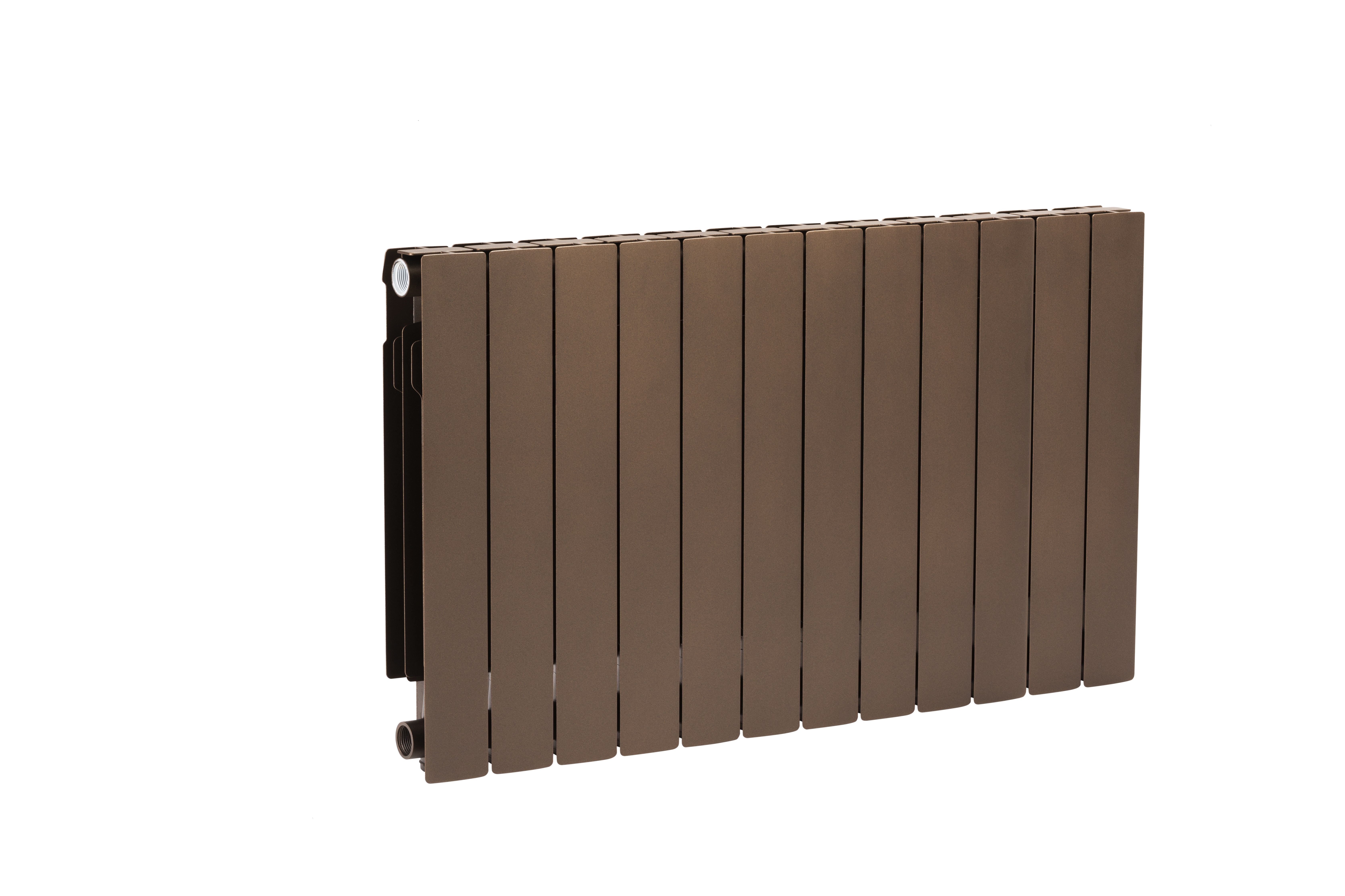 Grzejnik żeberkowy KFA Armatura ADR500/12 aluminium, podłączenie boczne 570 x 966 mm, kolor miedziany