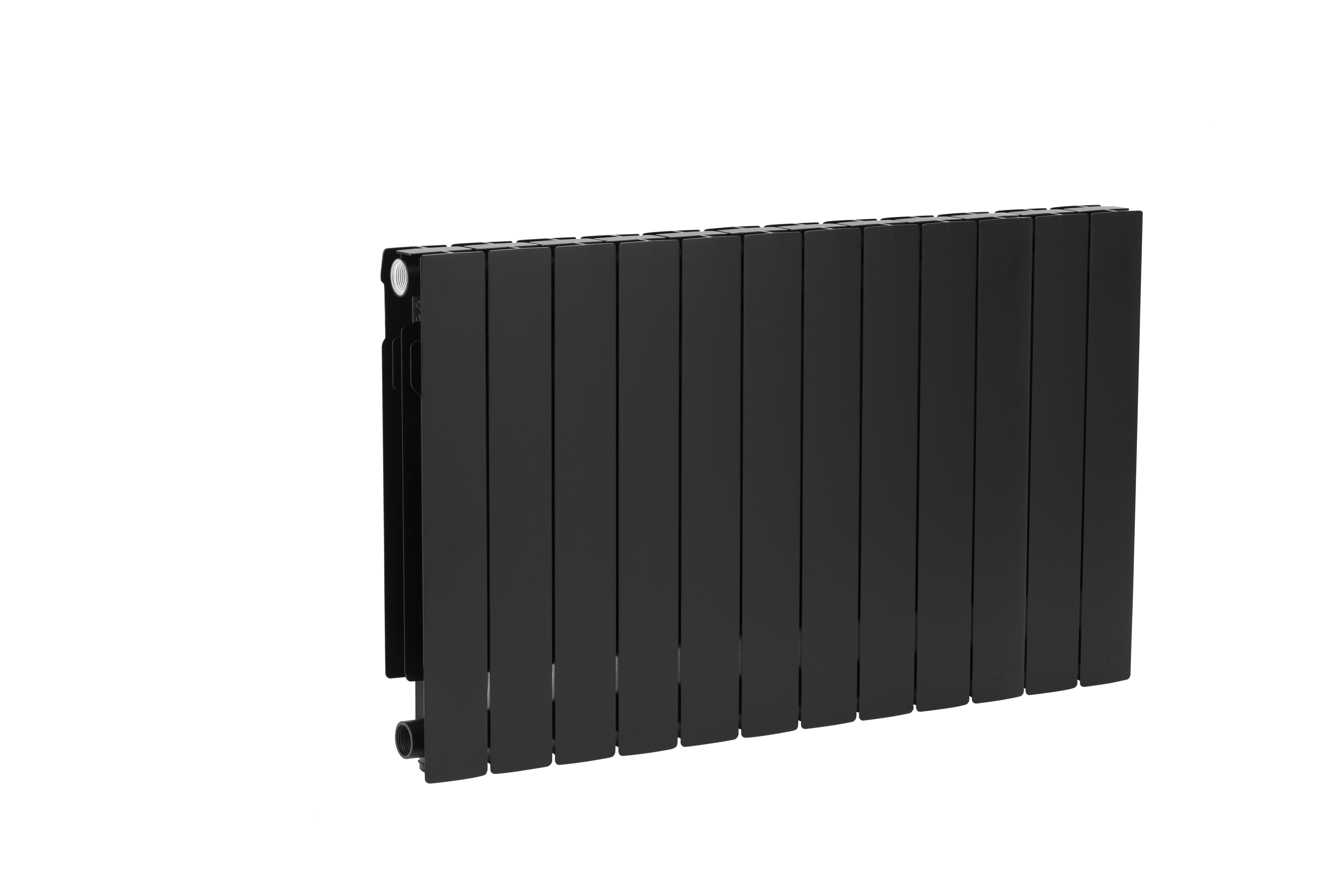 Grzejnik żeberkowy KFA Armatura ADR500/12 aluminium, podłączenie boczne 570 x 966 mm, kolor czarny