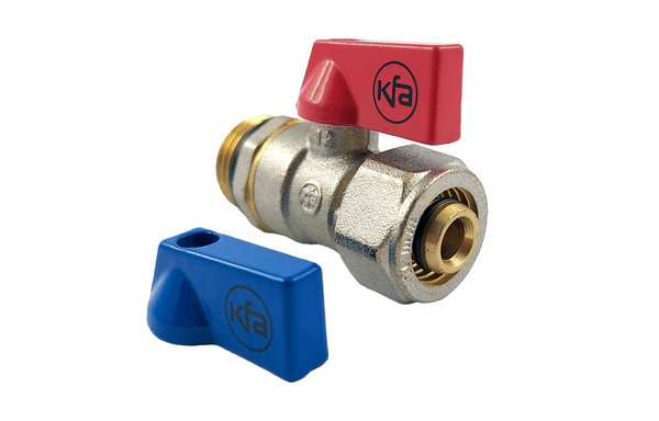 Zawór kulowy "mini" wkrętny 1/2'' ze złączką do rur PEX 16x2 mm
