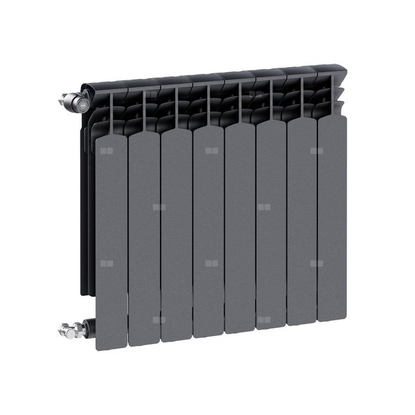 Grzejnik żeberkowy KFA Armatura G600F/8 aluminium, podłączenie boczne 672 x 644 mm, kolor grafit