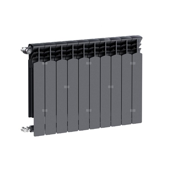 Grzejnik żeberkowy KFA Armatura G600F/10 aluminium, podłączenie boczne 672 x 805 mm, kolor grafit