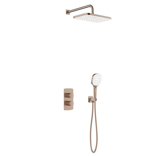 Zestaw natryskowy Malaga, termostatyczny, podtynkowy, PVD brushed rose gold