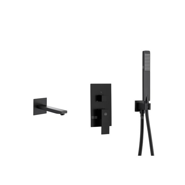 LOGON zestaw wannowy podtynkowy z baterią 3 funkcyjną, czarny