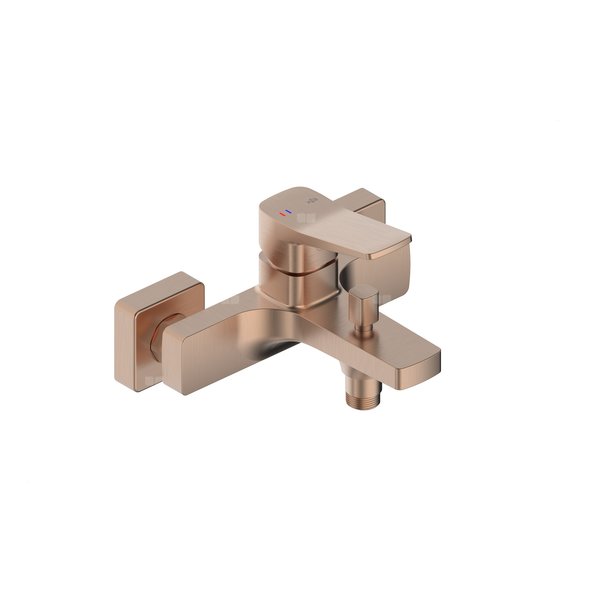 Bateria Malaga, wannowa, ścienna, PVD brushed rose gold