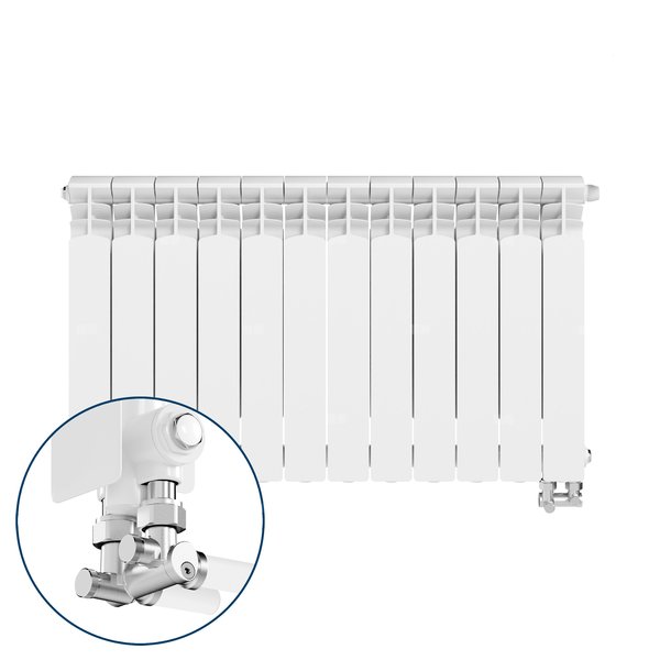 Grzejnik G500F/D/12 prawy z zespołem przyłączeniowym kątowym