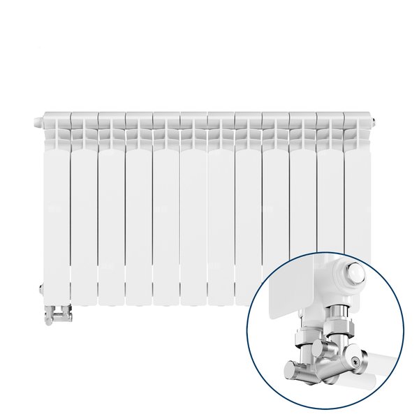 Grzejnik G500F/D/12 lewy z zespołem przyłączeniowym kątowym