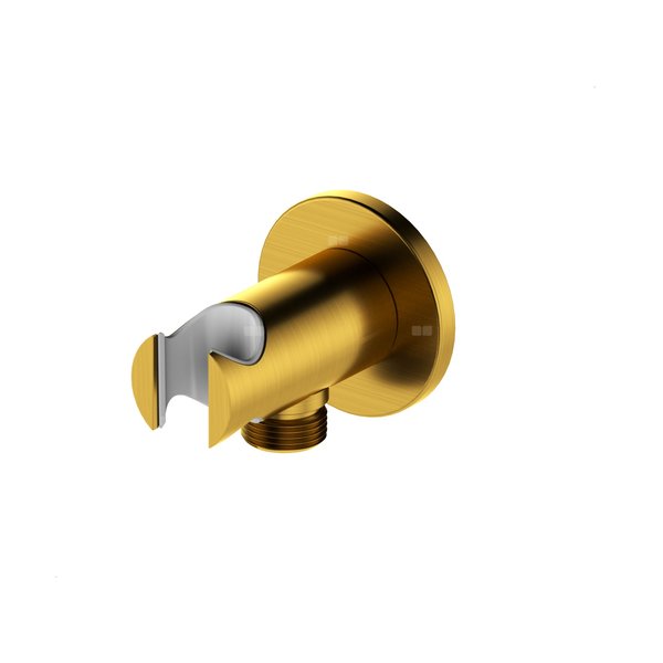 Przyłącze podtynkowe okrągłe z uchwytem rączki natrysku new, pvd złoty szczotkowany