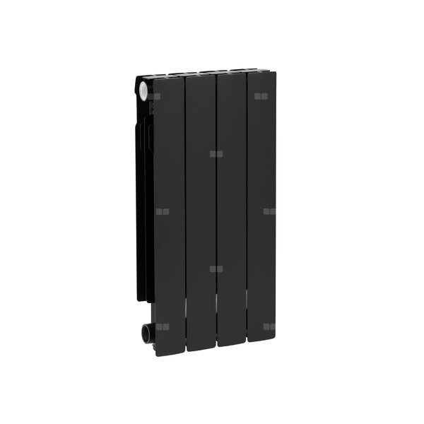 Grzejnik żeberkowy KFA Armatura ADR600/4 aluminium, podłączenie boczne 670 x 322 mm, kolor czarny