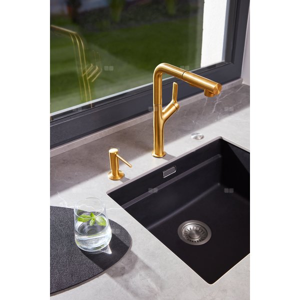 Bateria DUERO DESIGN kuchenna stojąca z wyciąganą i obrotową wylewką, gold