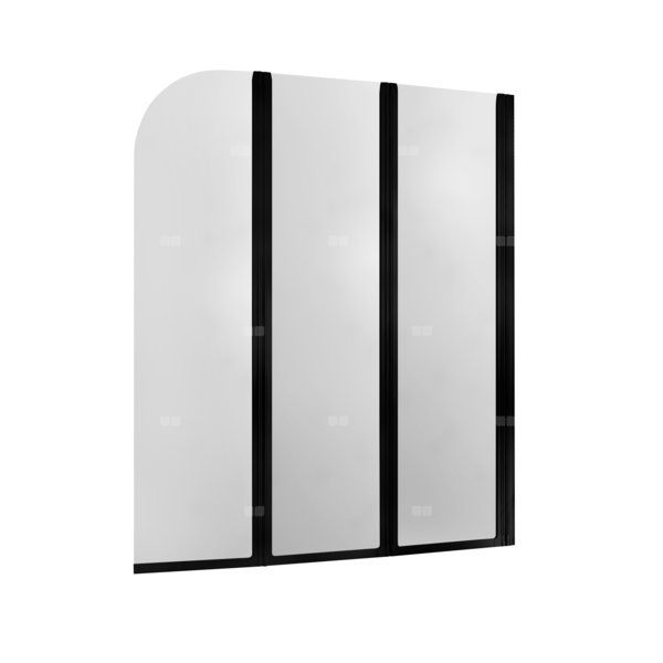 Parawan nawannowy KFA Armatura MODERN 3 prosty, 1215 mm / 1400 mm szkło bezpieczne czarny