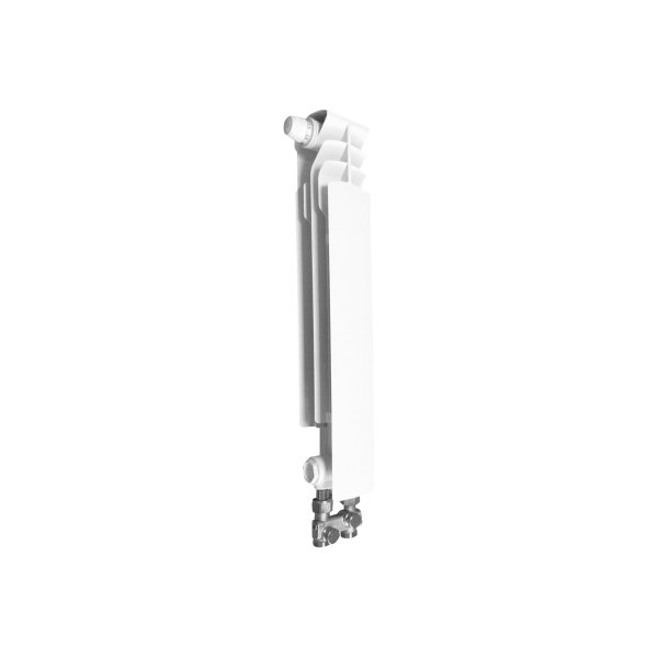 Grzejnik żeberkowy KFA Armatura G500F/D/1 aluminium, podłączenie dolne, lewe, proste 572 x 80 mm, kolor biały (RAL 9010)