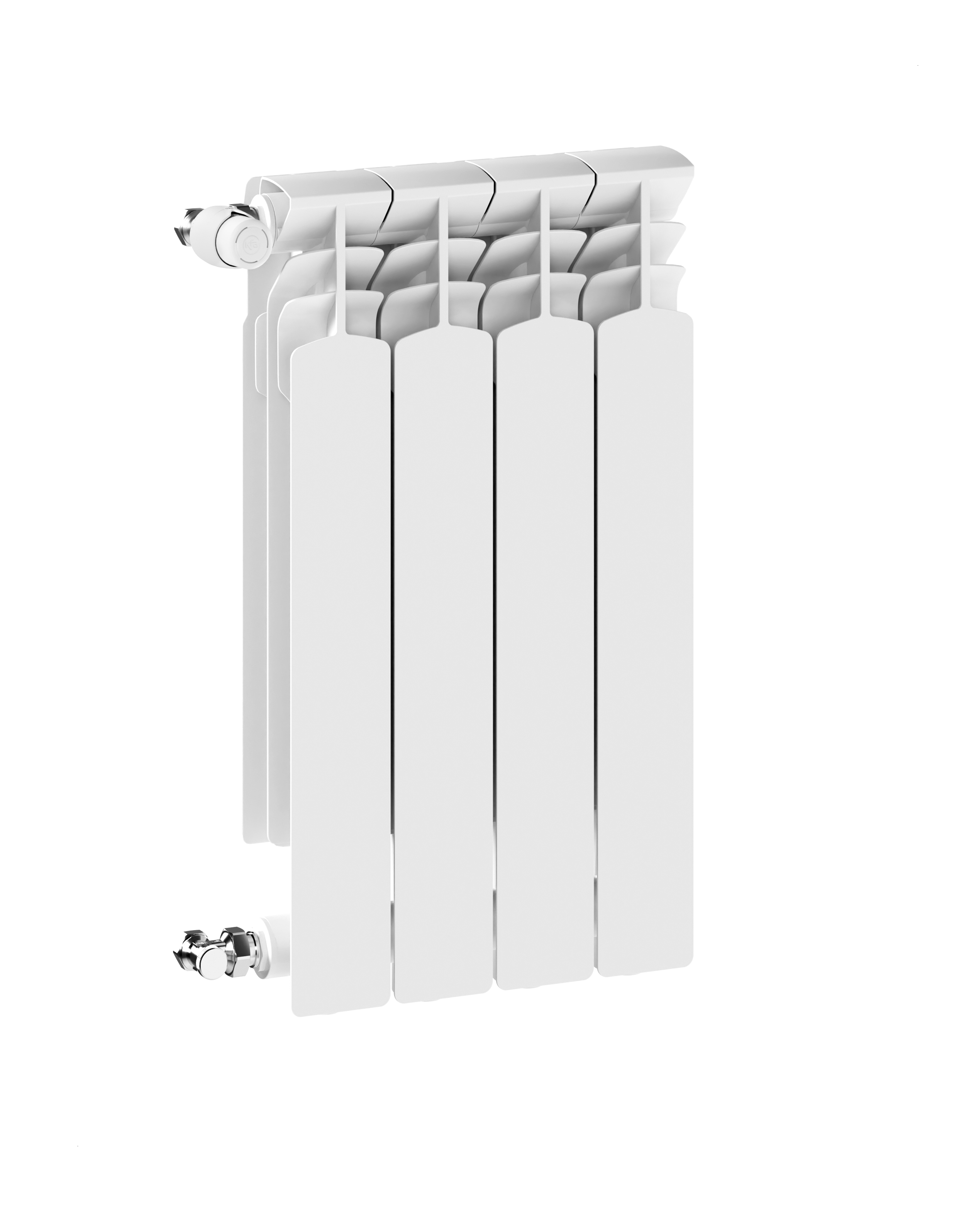 Grzejnik żeberkowy KFA Armatura G600F/4 aluminium, podłączenie boczne 672 x 322 mm, kolor biały