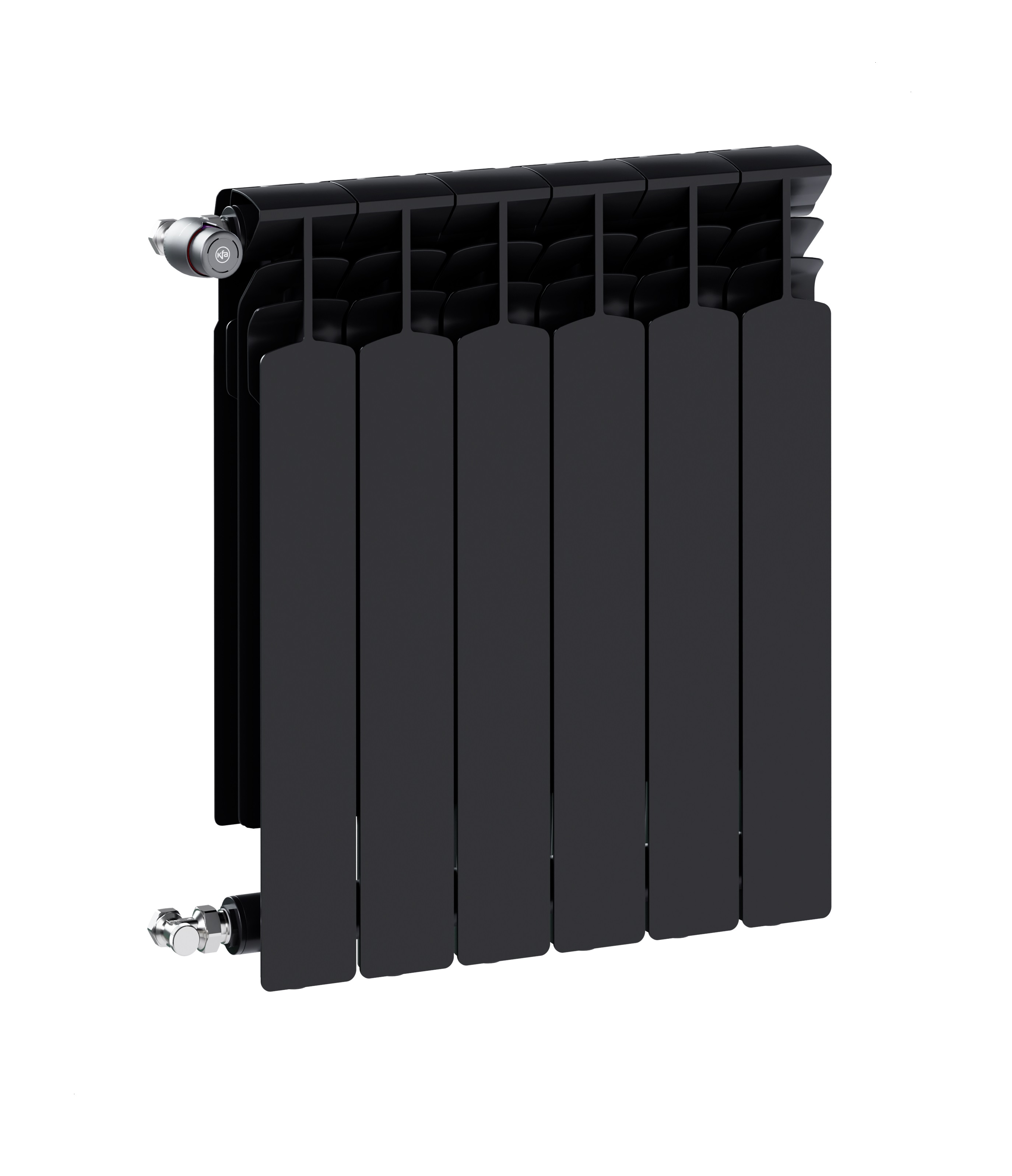 Grzejnik żeberkowy KFA Armatura G600F/6 aluminium, podłączenie boczne 672 x 483 mm, kolor czarny