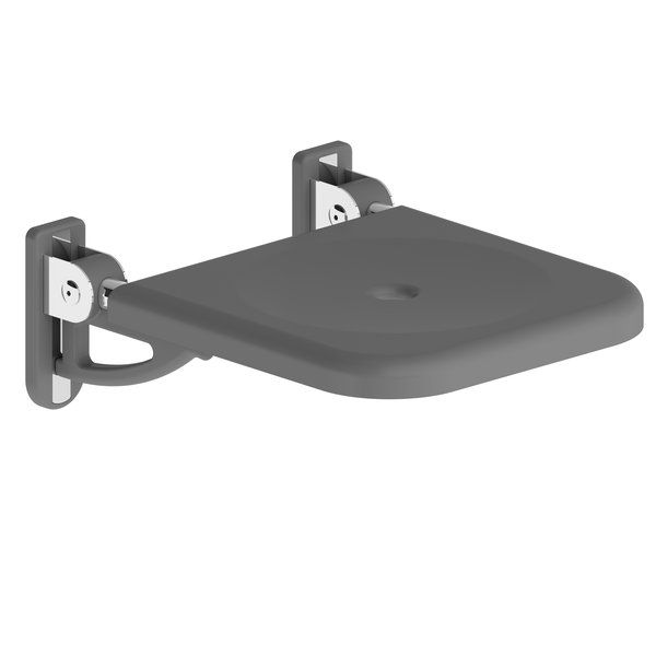 Siedzisko prysznicowe Koło Lehnen Concept Pro, B43.5cm, H19cm, T50cm, antracyt, z otworem, stal nierdzewna gładka