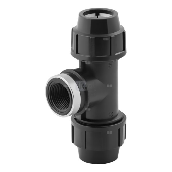 Trójnik skręcany z gwintem wewnętrznym do rur PE PN16 63 mm x 2