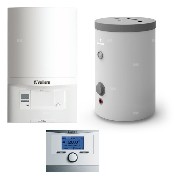 Pakiet - Kocioł gazowy jednofunkcyjny VAILLANT ecoTEC pro VC 186/5-3 kondensacyjny wiszący 5.7 - 20 kW + Czujnik c.w.u. + RegulatormultiMATIC 700 + Zasobnik c.w.uRondo Premium 140L