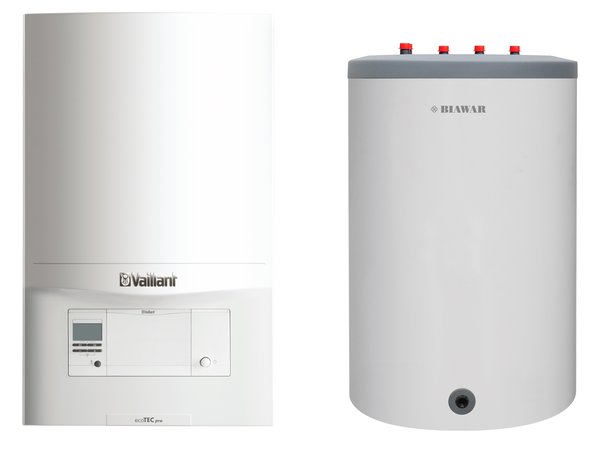 Pakiet - Kocioł gazowy jednofunkcyjny VAILLANT ecoTEC pro VC 146/5-3 kondensacyjny wiszący 5.9 - 15.3 kW + Czujnik c.w.u. + Zasobnik c.w.uLindo 150L