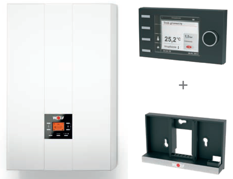 Pakiet - Kocioł gazowy dwufunkcyjny WOLF FGB-K-24 kondensacyjny wiszący 5.3 - 20.7 kW + RegulatorBM-2