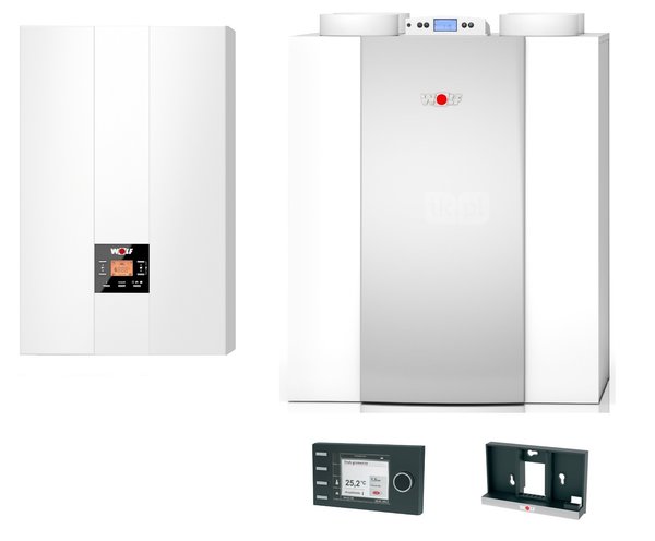 Pakiet - Kocioł gazowy dwufunkcyjny WOLF FGB-K-24 kondensacyjny wiszący 5.3 - 20.7 kW + RegulatorBM-2 + RekuperatorCWL 400P