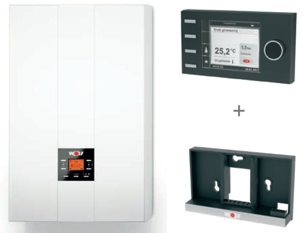 Pakiet - Kocioł gazowy dwufunkcyjny WOLF FGB-K-24 kondensacyjny wiszący 5.3 - 20.7 kW + RegulatorBM-2