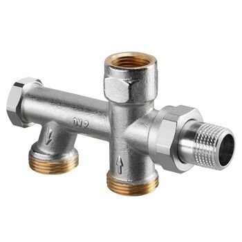 Rozdzielacz dwururowy Duo z odcięciem, G 3/4 GZ, rozstaw rur 50 mm