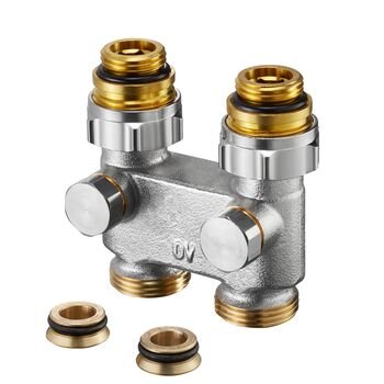 Złącze krzyżowe z odcięciem, góra 50mm, dół 40mm, 1/2GZx3/4GZ, proste