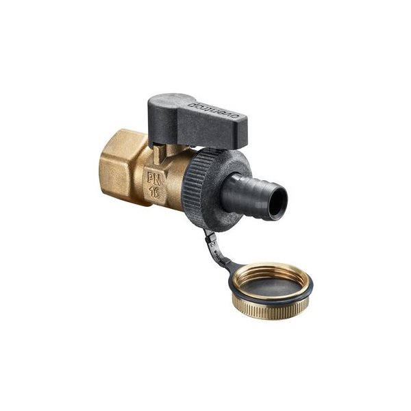 Optiflex, zawór kulowy, mosiądz, DN 15, 1/2GW, z końcówką do węża i zaślepką