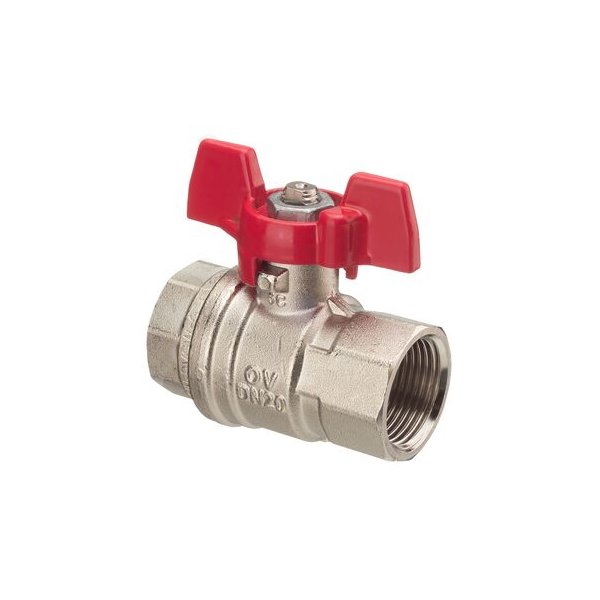 Optibal, zawór kulowy, DN 32, 1 1/4 GW, z mosiądzu, pokrętło motylkowe