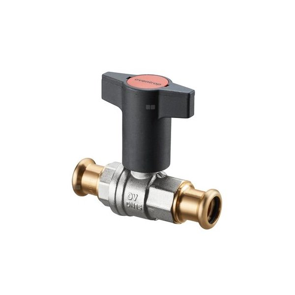 Optibal, zawór kulowy, DN 20, obustronnie złącze prasowane 22mm, z mosiądzu, wydłużone pokrętło z tworzywa