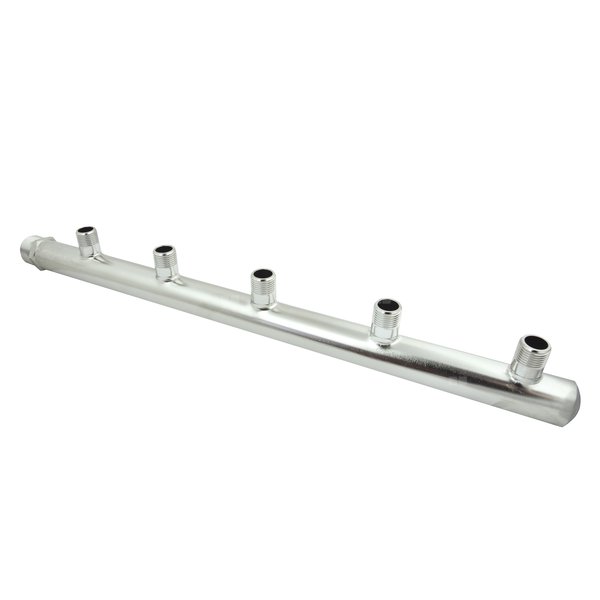PHA-123 5-ob. rozdzielacz ze stali nierdzew. przyłączeniowy wodomierza/ciepłomierza nyplowy 1"GZx1/2"GZ (rozstaw100mm)PN10