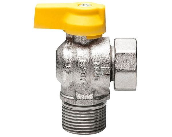 Zawór kulowy do gazu QIK 3/4'' GW x GZ kątowy, uchwyt: rączka (żółta)