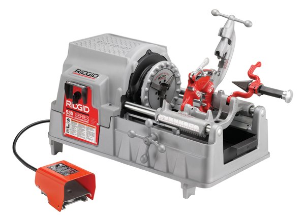 Gwintownica model 535 z ręcznym uchwytem zaciskowym (kompletna) 1⁄2" - 2" BSPT z szybko otwierającą się  głowicą gwinciarską 811A do rur 1⁄8 - 2" (6 - 50 mm) i prętów 1⁄4 - 2" (8 - 52 mm), silnik 110 V, 25 - 60 Hz Uniwersalny