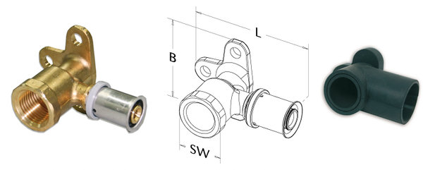 Kolano ścienne 16 mm x 1/2"GW