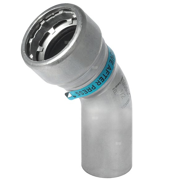 Łuk 45' SANHA Heavy Steel Press, stal (cynk/nikiel), 1 1/2'' (zw x GW)