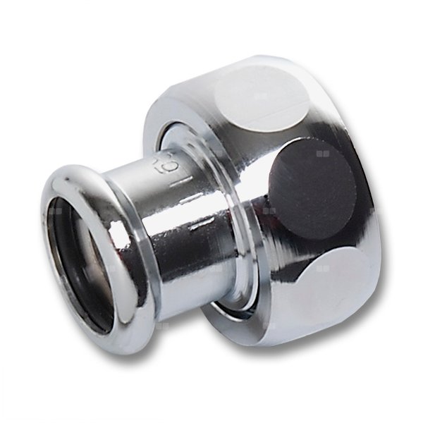 Półśrubunek SANHA Press dwuczęściowy, Cu (chromowanie), 12 mm x 1/2'' (zw x nz)