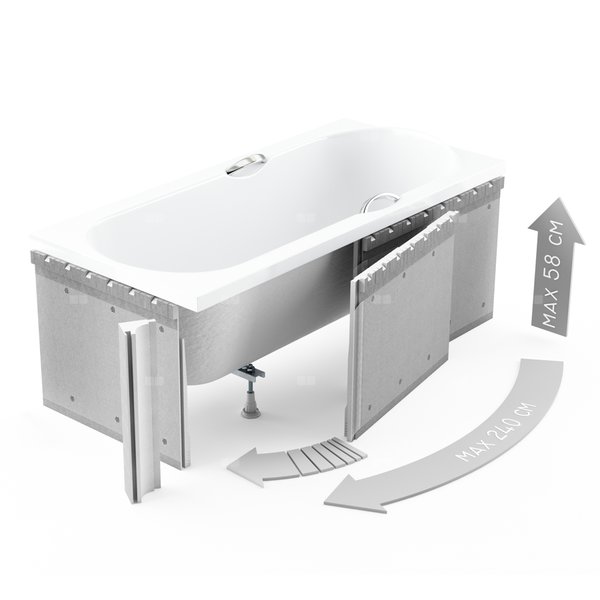 Obudowa 170+90x58 bez półki do wanny prostokątnej