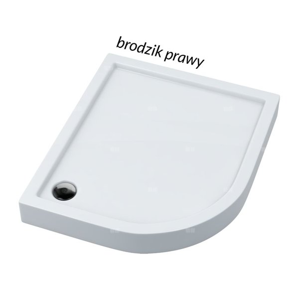 Brodzik akrylowy zintegrowany z nośnikiem Stabilsound Plus® oraz obudową akrylową przeciągniętą do podłogi Competia 120x85x14 cm R55, asymetryczny prawy